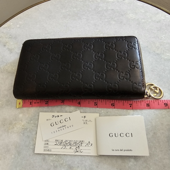 AUTHENTIC Gucci Vintage Guccissima GG Brown Zip-Round Wallet Clutch - Picture 12 of 15
